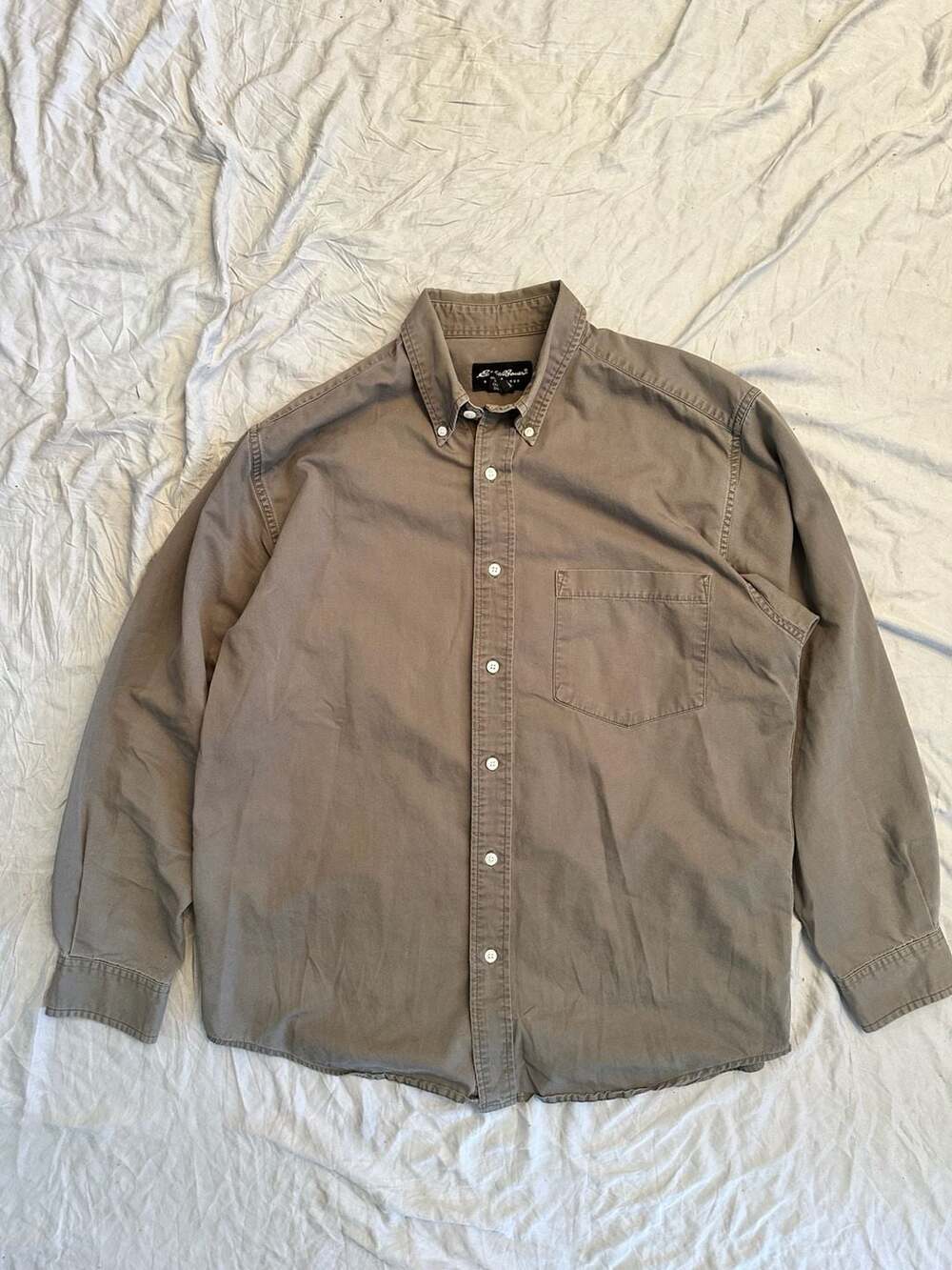 Vintage Eddie Bauer Button Down Shirt Size S Brown Long Sleeve